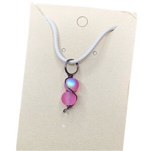 Pink sea glass handmade necklace